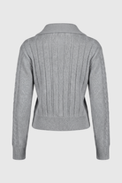 Lumina Wear Sophia cozy gray long cardigan sweater with relaxed fit, soft knit and stylish design, perfect for casual wear.