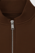 Lumina Wear Sophia cozy high waist sweatpants and sweatshirt set with zipper detail, in brown, casual activewear set.