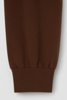 Lumina Wear Sophia cozy high-waist sweatpants and sweatshirt set with zipper detail in brown, perfect for activewear and casual wear.