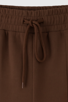 Lumina Wear Sophia cozy high-waist sweatpants and sweatshirt set with zipper detail in brown, perfect for activewear and casual wear.