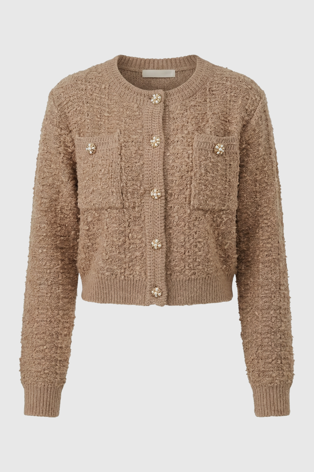 Sophia Lumina women's khaki knit cardigan with open front, cozy and stylish for casual wear.