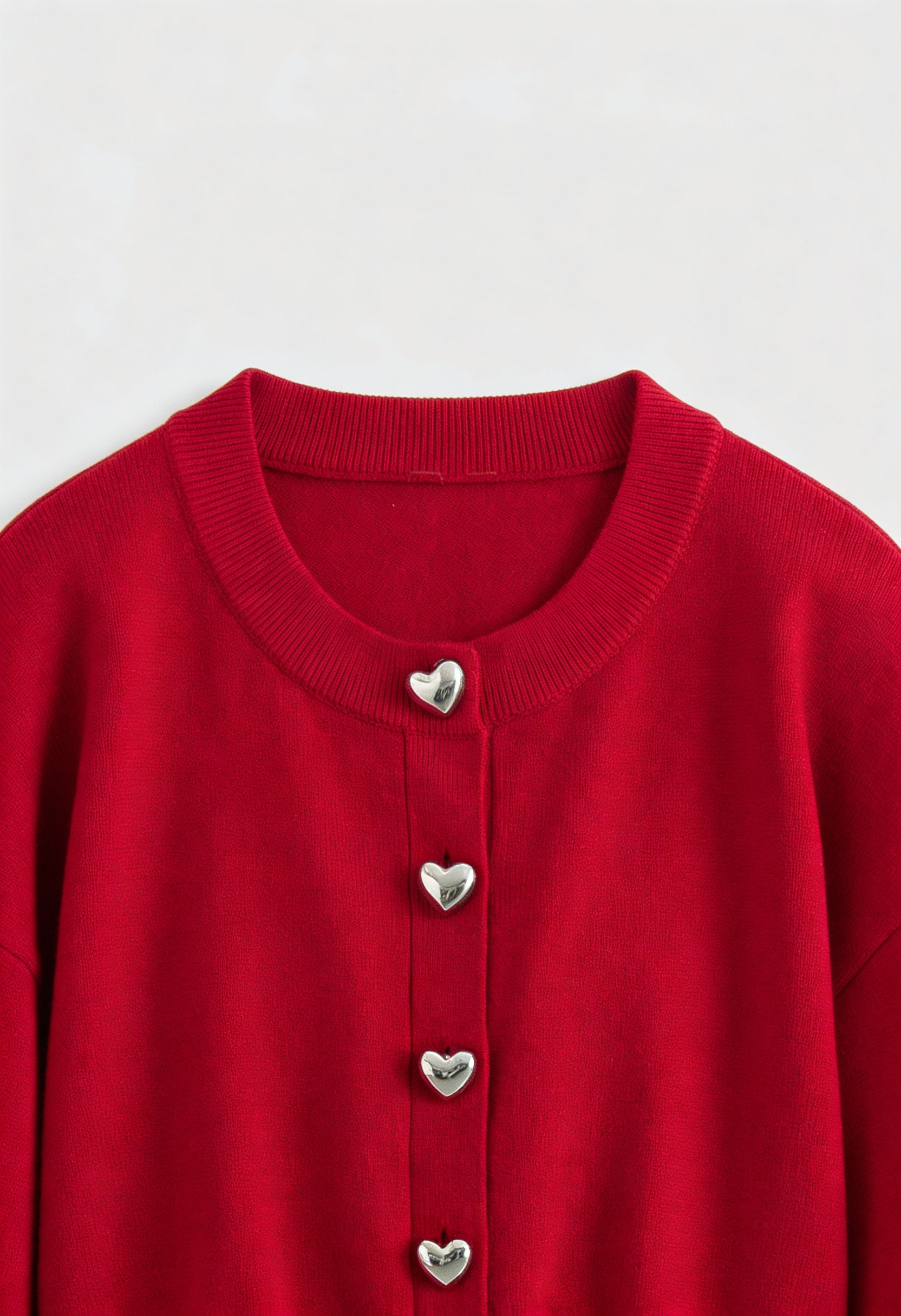 Red Lumina Wear Sophia open front knit cardigan sweater with ribbed hem, cozy and stylish for casual wear.