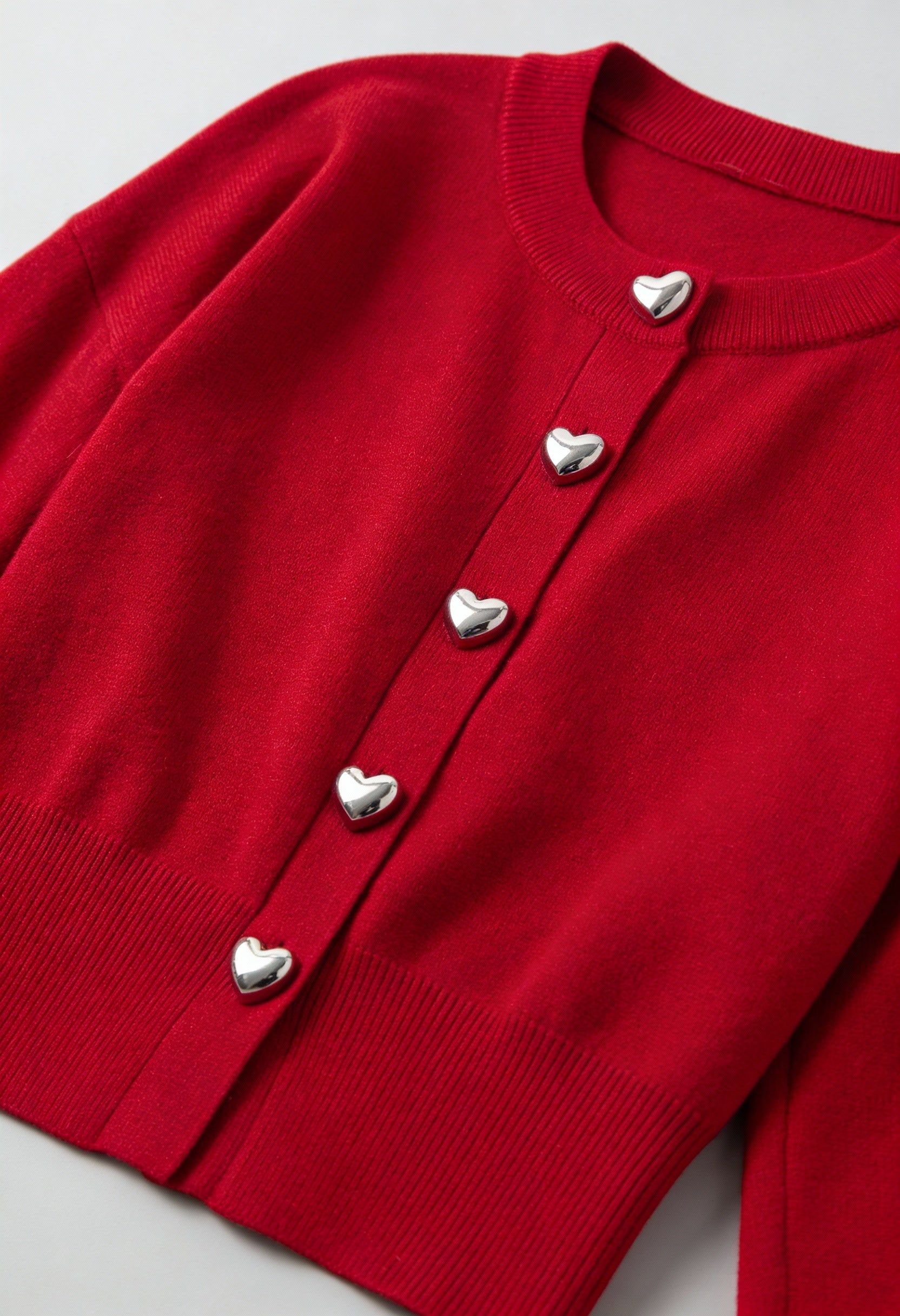 Lumina Wear Sophia cozy open front knit cardigan sweater with ribbed hem in red, perfect for casual layered looks.