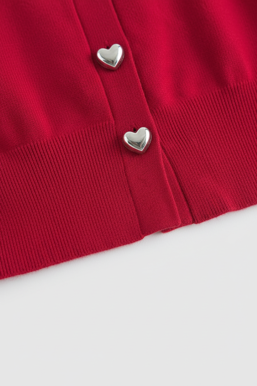 Red Lumina Wear Sophia open front knit cardigan sweater with ribbed hem, cozy and stylish for casual wear.