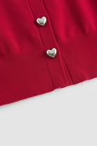 Red Lumina Wear Sophia open front knit cardigan sweater with ribbed hem, cozy and stylish for casual wear.