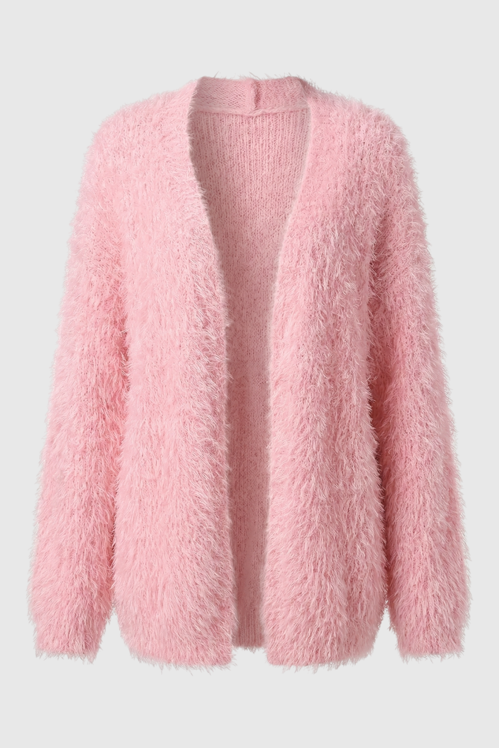 Lumina Wear Sophia cozy pink knit cardigan with versatile styling, featuring soft fabric and classic button details.