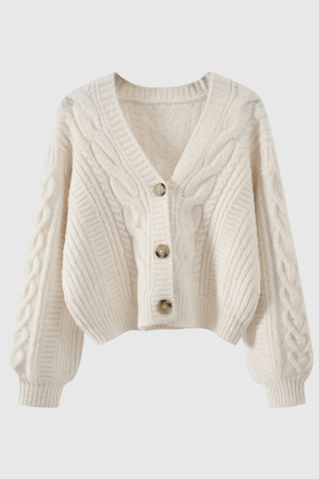 Lumina Wear Sophia white cardigan sweater with relaxed fit and ribbed hem, cozy and stylish for casual wear.