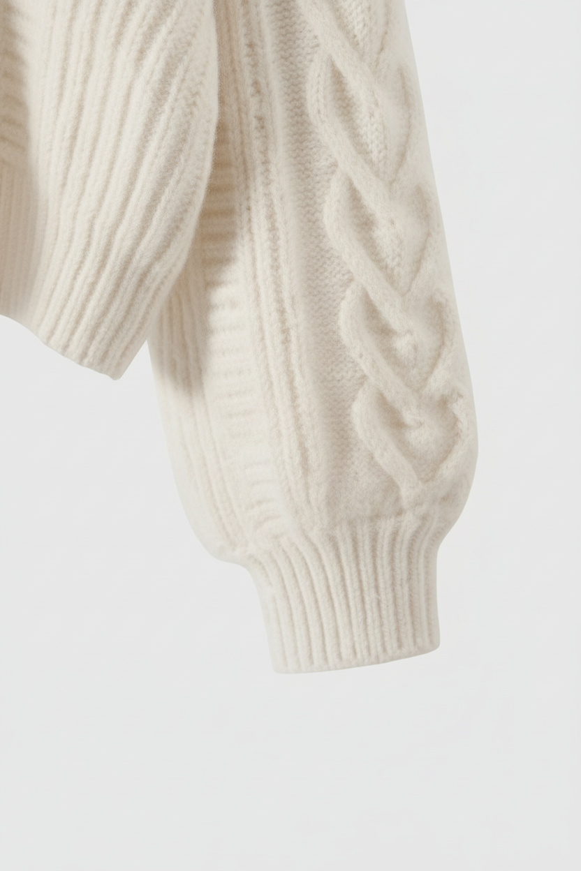 Lumina Wear Sophia white cardigan sweater with relaxed fit and ribbed hem, styled for cozy casual wear.