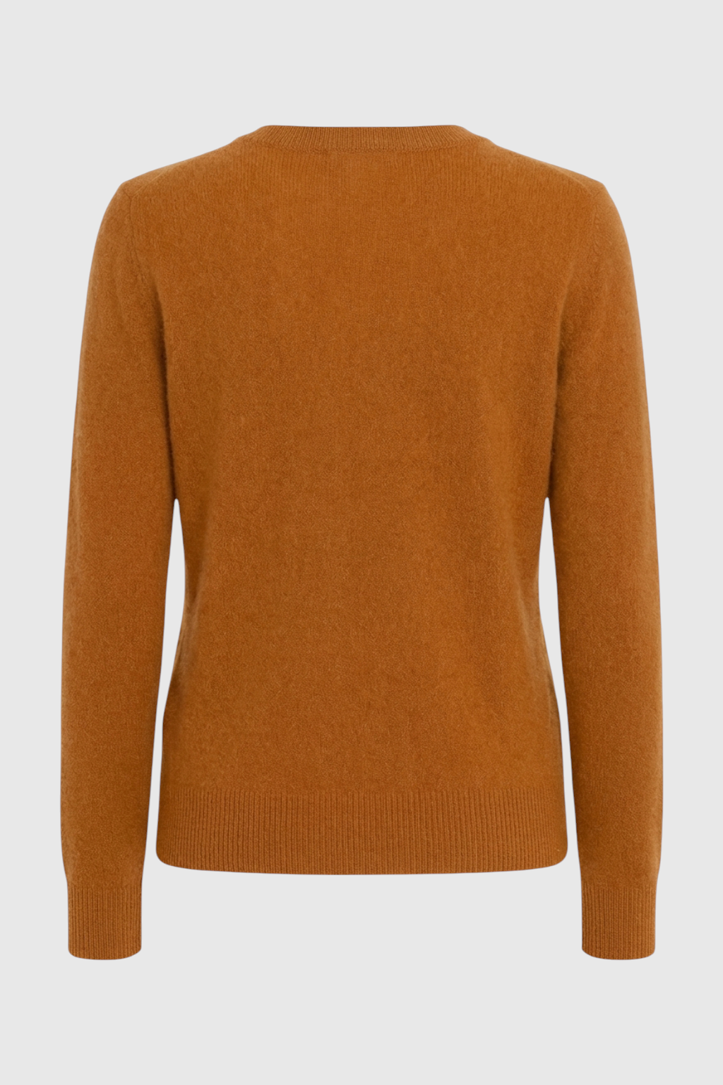 Sophia Lumina Wear cozy orange V-neck sweater with flattering fit, long sleeves, and soft knit fabric, perfect for casual wear.