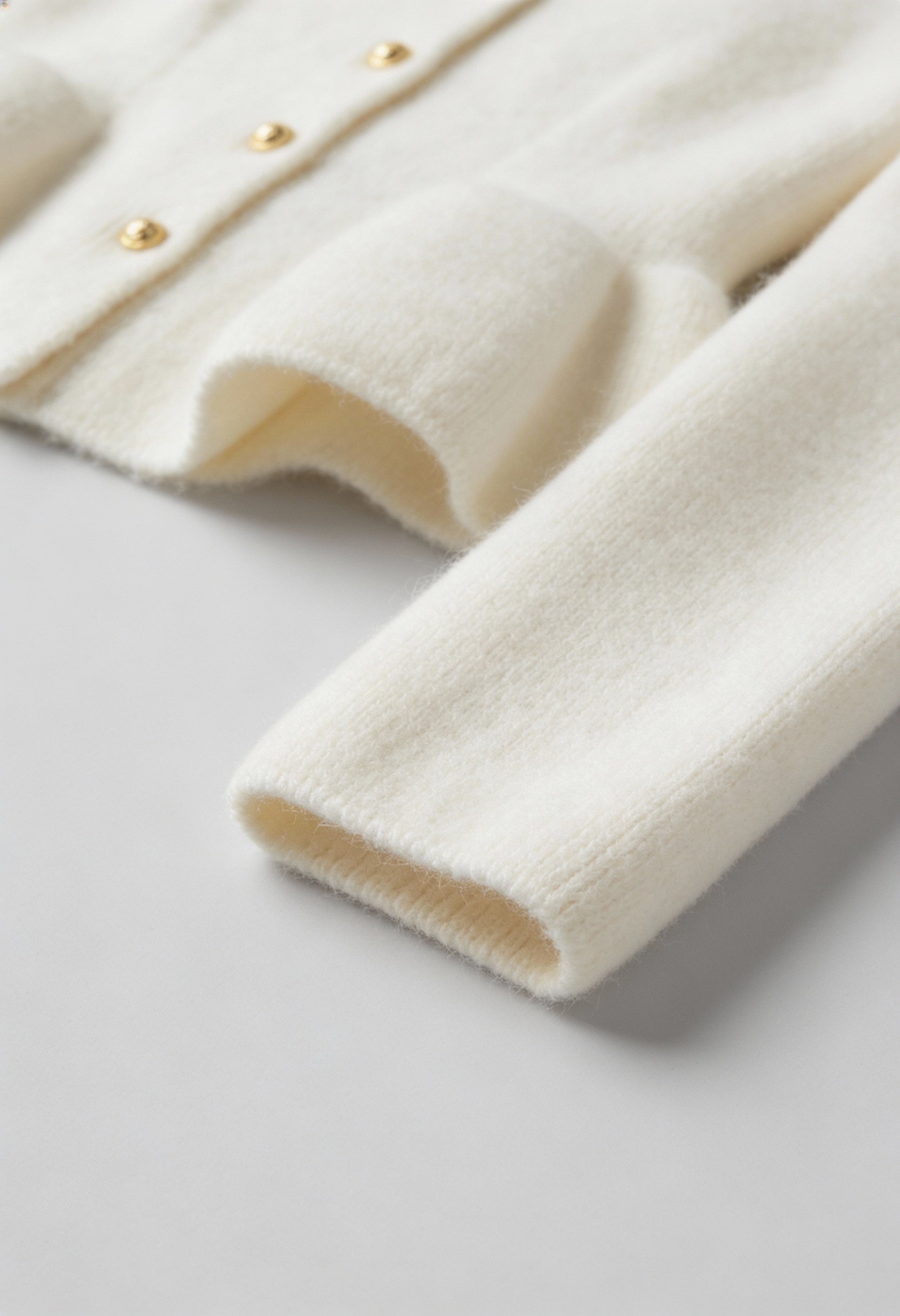 Lumina Wear Sophia cozy white cardigan sweater with ruffle details, soft knit, long sleeves, and stylish design.