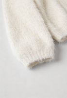 Sophia white knit cardigan by Lumina Wear with ribbed hem, cozy long-sleeve sweater for women, casual and stylish.