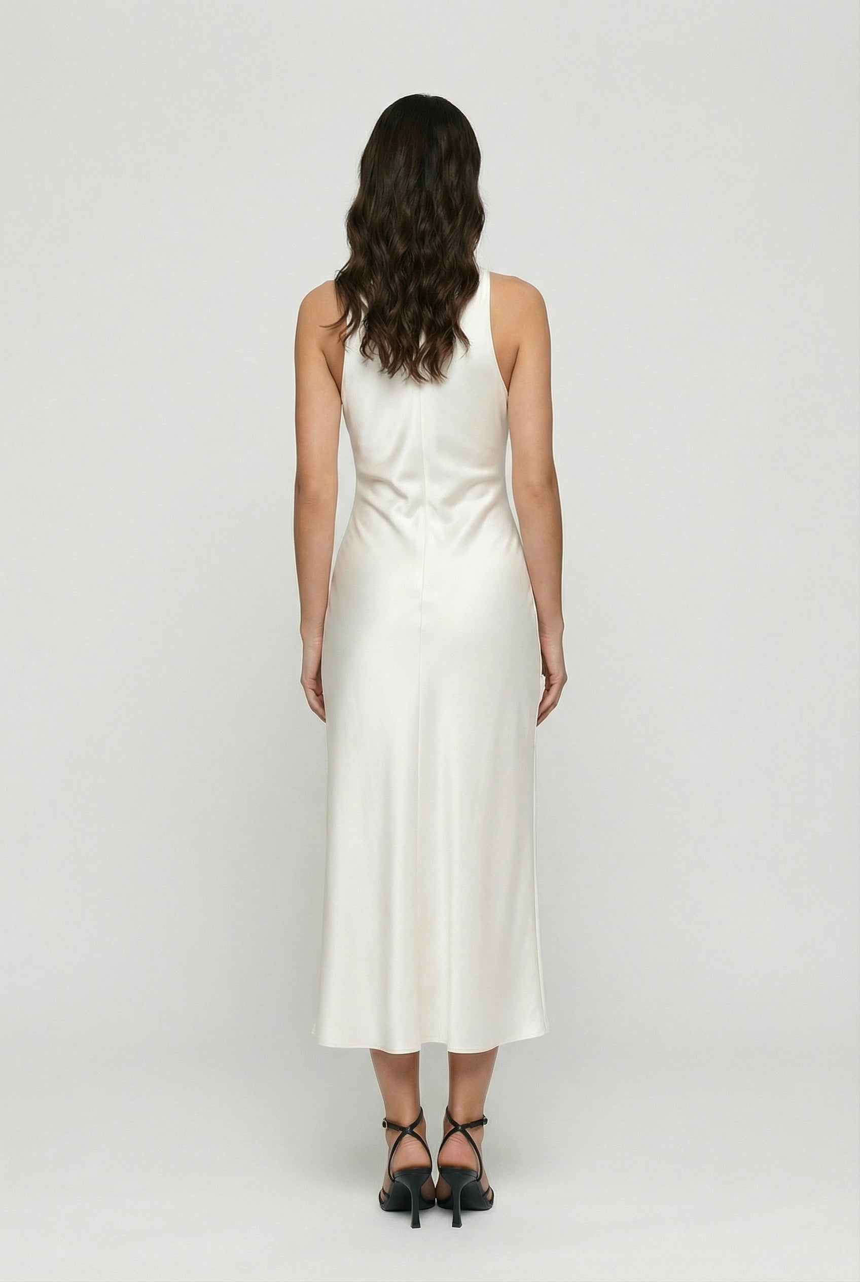 Elegant beige summer dress by Lumina Wear featuring adjustable fit, casual dress style, shown in XS size.