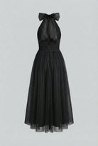 Sophia black long sleeve midi dress by Lumina Wear featuring a flattering silhouette and elegant design for women.