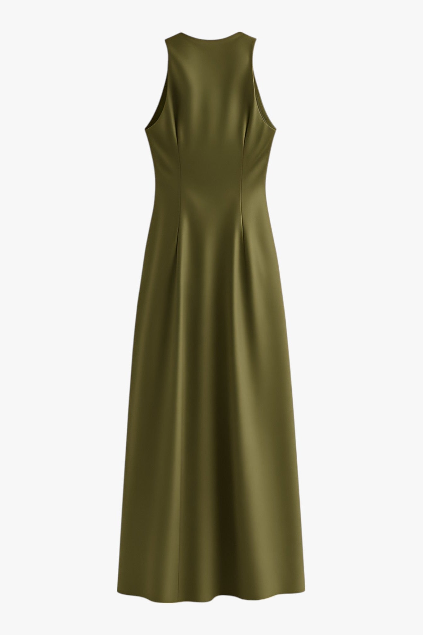 Sophia olive green maxi dress for women by Lumina Wear, featuring an elegant design and adjustable fit.