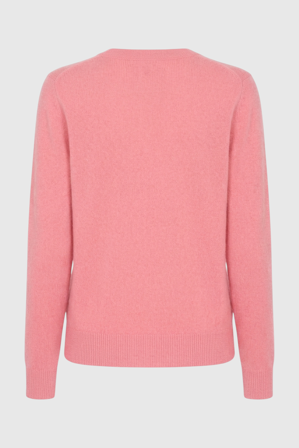 Pink Lumina Wear Sophia V-neck knit sweater with long sleeves, featuring a flattering design and cozy knit texture.