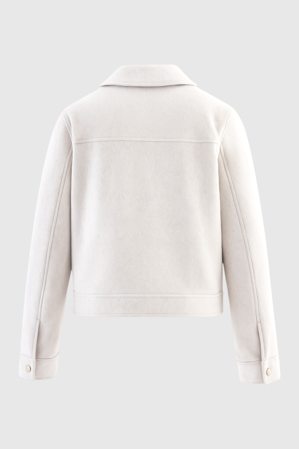 Sophia Lumina women's cropped zip-up jacket with functional pockets, white modern outerwear for stylish comfort.