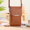 Sophia modern vegan leather shoulder handbag with touch features in mocha, by Lumina Wear, showing stylish design and textured surface.
