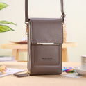 Sophia modern vegan leather shoulder bag with touch features in mocha by Lumina Wear, stylish handbag with sleek design and touch controls.