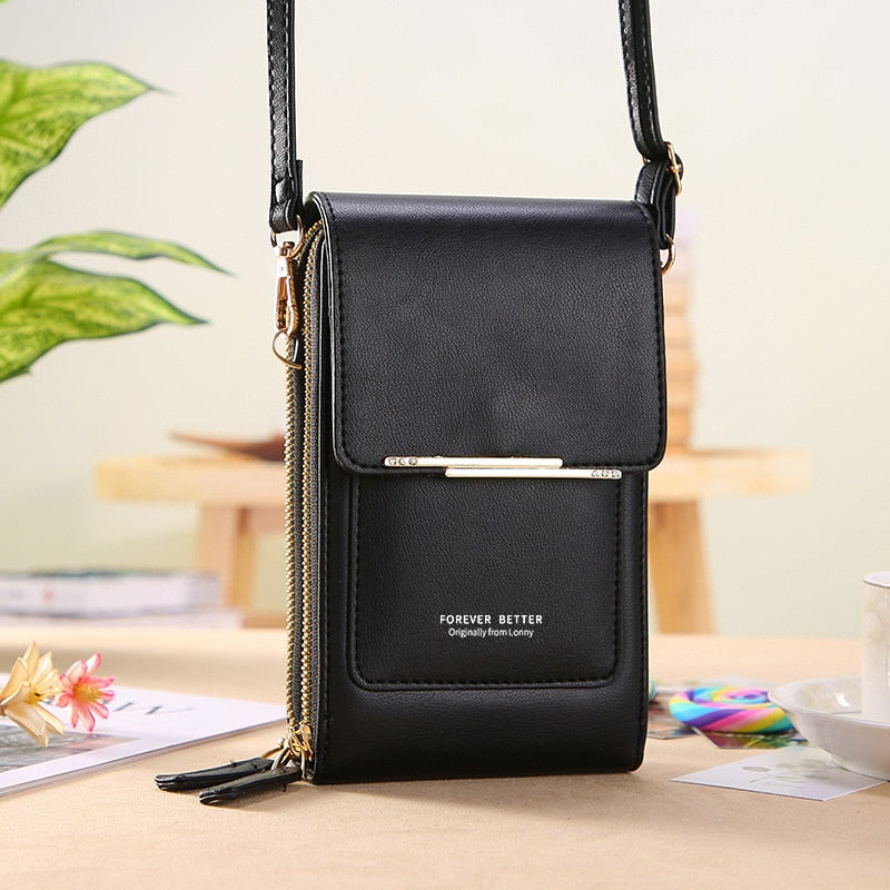 Sophia Lumina vegan leather shoulder bag with touch features in mocha, stylish modern handbag for women.