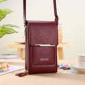 Sophia modern vegan leather shoulder bag with touch features by Lumina Wear in mocha, stylish handbag with sleek design.