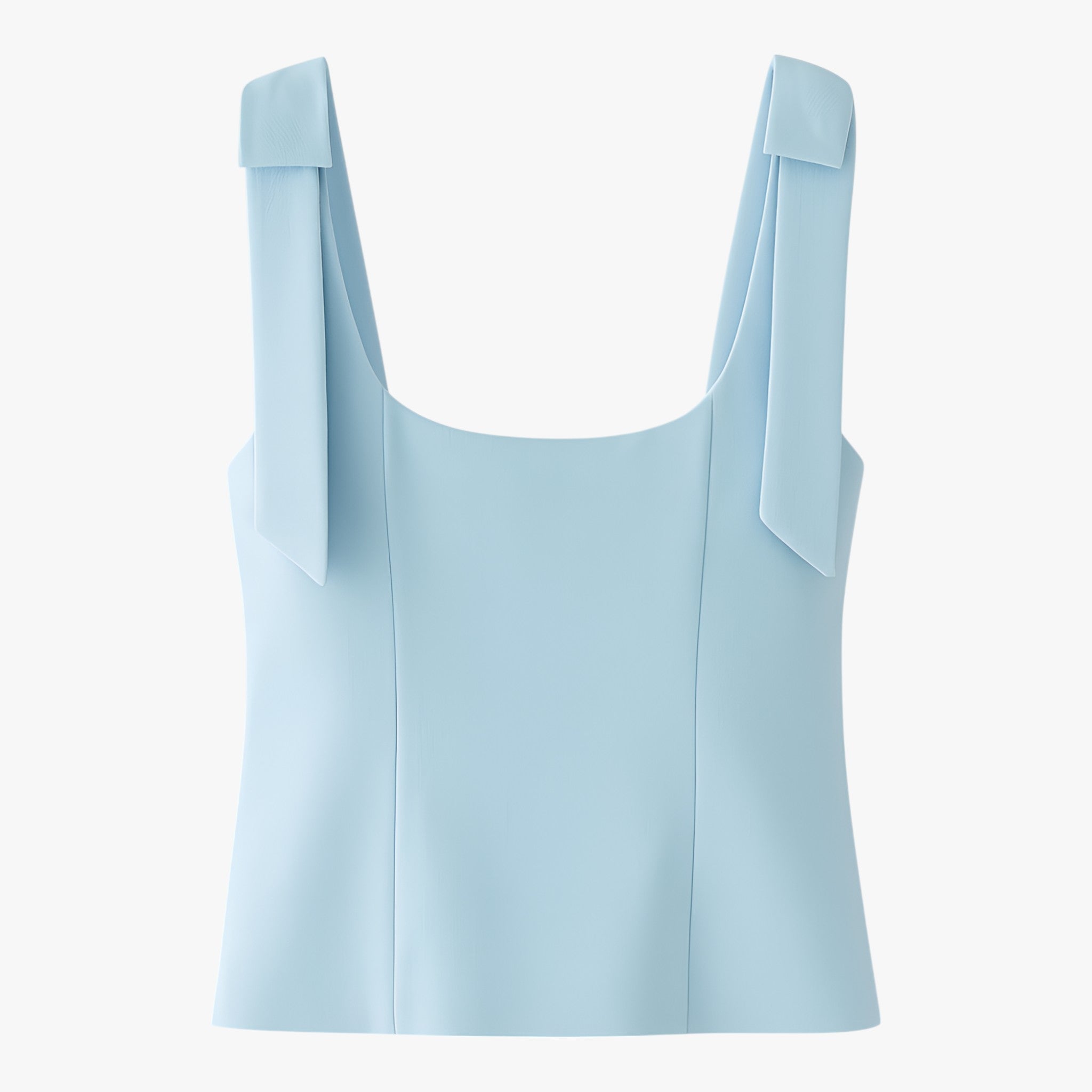 Lumina Wear Sophia playful bow-detail crop top with zipper closure in blue, designed for women's fashion, size XS.