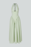 Sophia green midi dress by Lumina Wear featuring a sculpted fit and flattering silhouette for women.