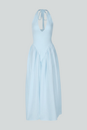 Light blue Sophia midi dress by Lumina Wear featuring an elegant fit and soft fabric, perfect for stylish occasions.