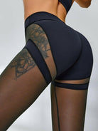 Black Lumina Vancouver sheer mesh sports bra with a sleek, breathable design perfect for activewear and comfortable support.