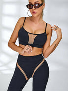 Black Lumina Vancouver mesh sports bra featuring sheer, breathable mesh design for activewear and workout comfort.