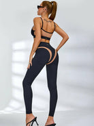Black Lumina Vancouver mesh sports bra featuring a sheer, breathable design and unique sexy detailing for active wear.