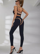 All black Lumina Vancouver mesh sports bra with a sexy, unique design, ideal for activewear and athletic support.