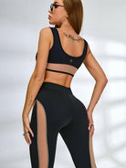 Black Lumina Vancouver sheer mesh sports bra with a sleek, sexy design, featuring breathable mesh fabric and supportive fit.