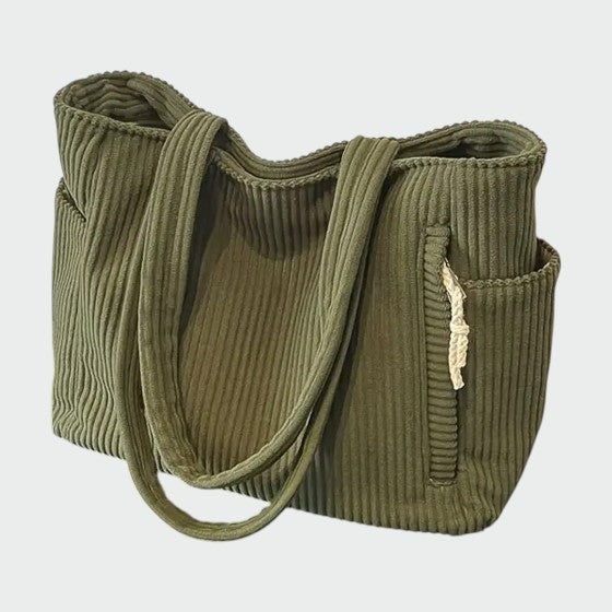 Lumina Wear Tilda minimalist tote bag in green with spacious interior, stylish and functional for everyday use.