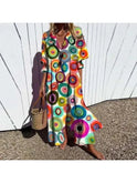 Multicolor Trishia Vibrant Bloom Dress by Lumina Wear, featuring a flowy design and bright floral patterns.