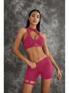 Black Lumina Vancouver sports bra with unique cut-out design, showcasing a stylish and supportive athletic bra for active wear.