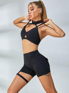 Multicolor Lumina Vancouver sports bras with unique cut-out design, featuring black, white, and vibrant color options.