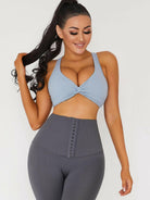 Black Lumina Vancouver V-neck sports bra with a stylish beauty back design, perfect for active wear and support.