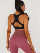 Khaki V-neck sports bra by Lumina Vancouver, designed for support and comfort during athletic activities.