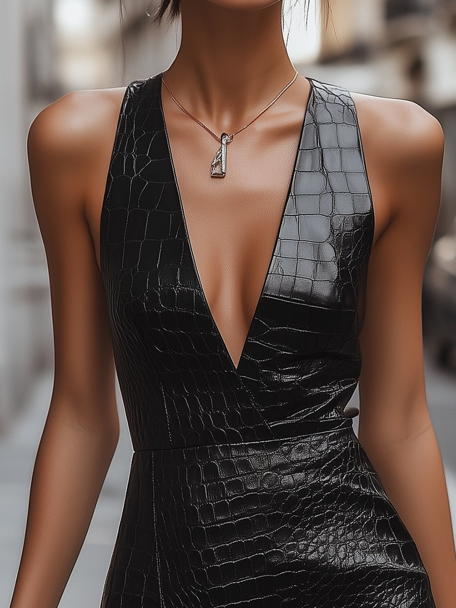 Valentina | Croc-Embossed Mini Dress - Lumina - Lumina Vancouver