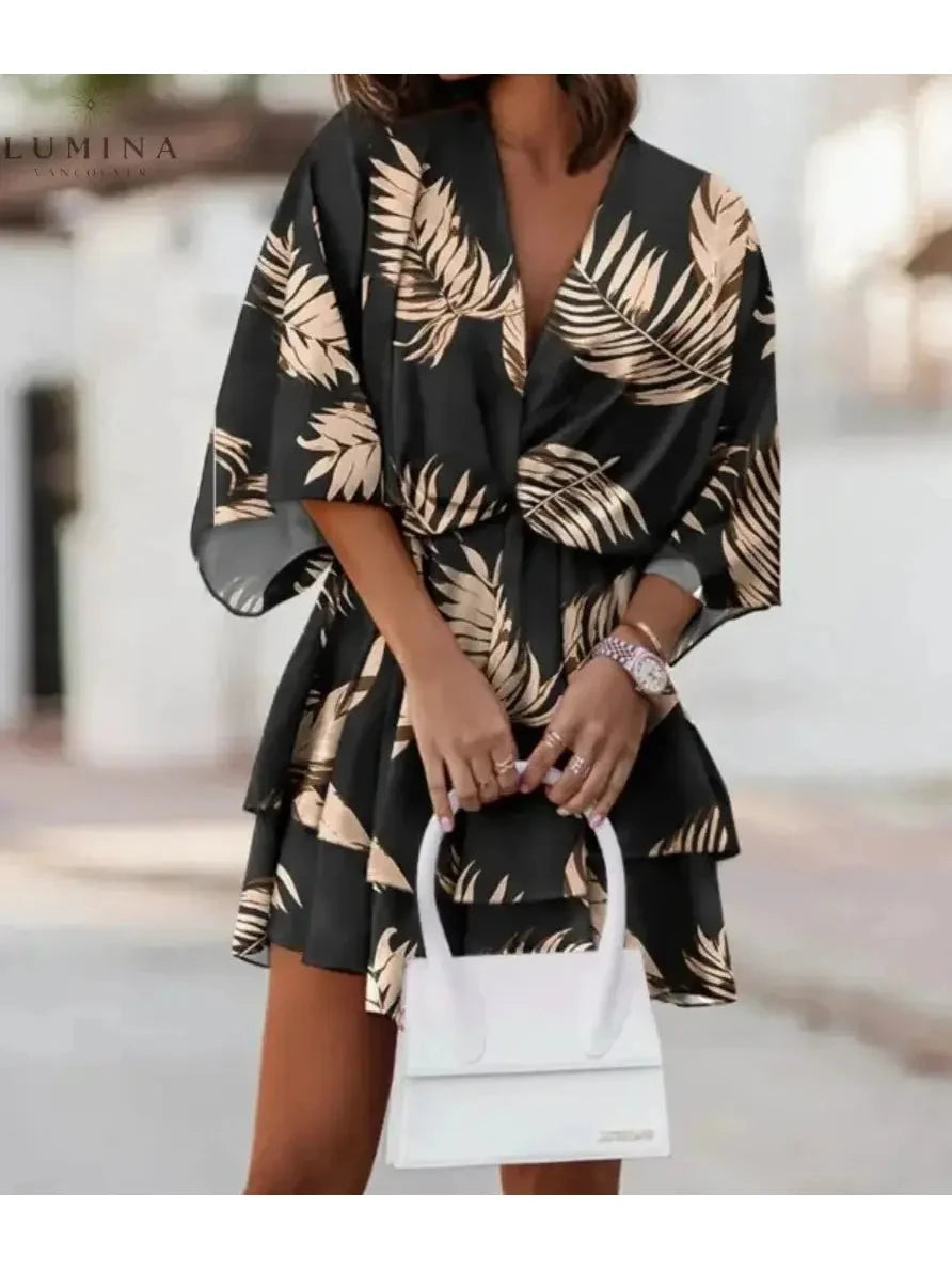 Valeria - Bohemian Floral Mini Dress - Lumina Vancouver