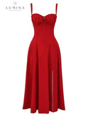 White Venura spring evening dress with floral print, perfect for wedding guests, from Lumina Wear.