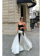 Black and white Viara paneled maxi dress by Lumina Vancouver, featuring a flowing silhouette and stylish design.