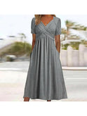 Green Vicky casual elegance midi dress by Lumina Wear, featuring a stylish, flowing design perfect for everyday wear.