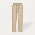 Lumina Wear Victor beige relaxed trousers with elastic waistband, featuring a subtle circle print and comfortable fit.