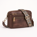 Dark brown Victoria bohemian-inspired vegan leather shoulder bag by Lumina Wear, featuring a stylish and spacious handbag design.