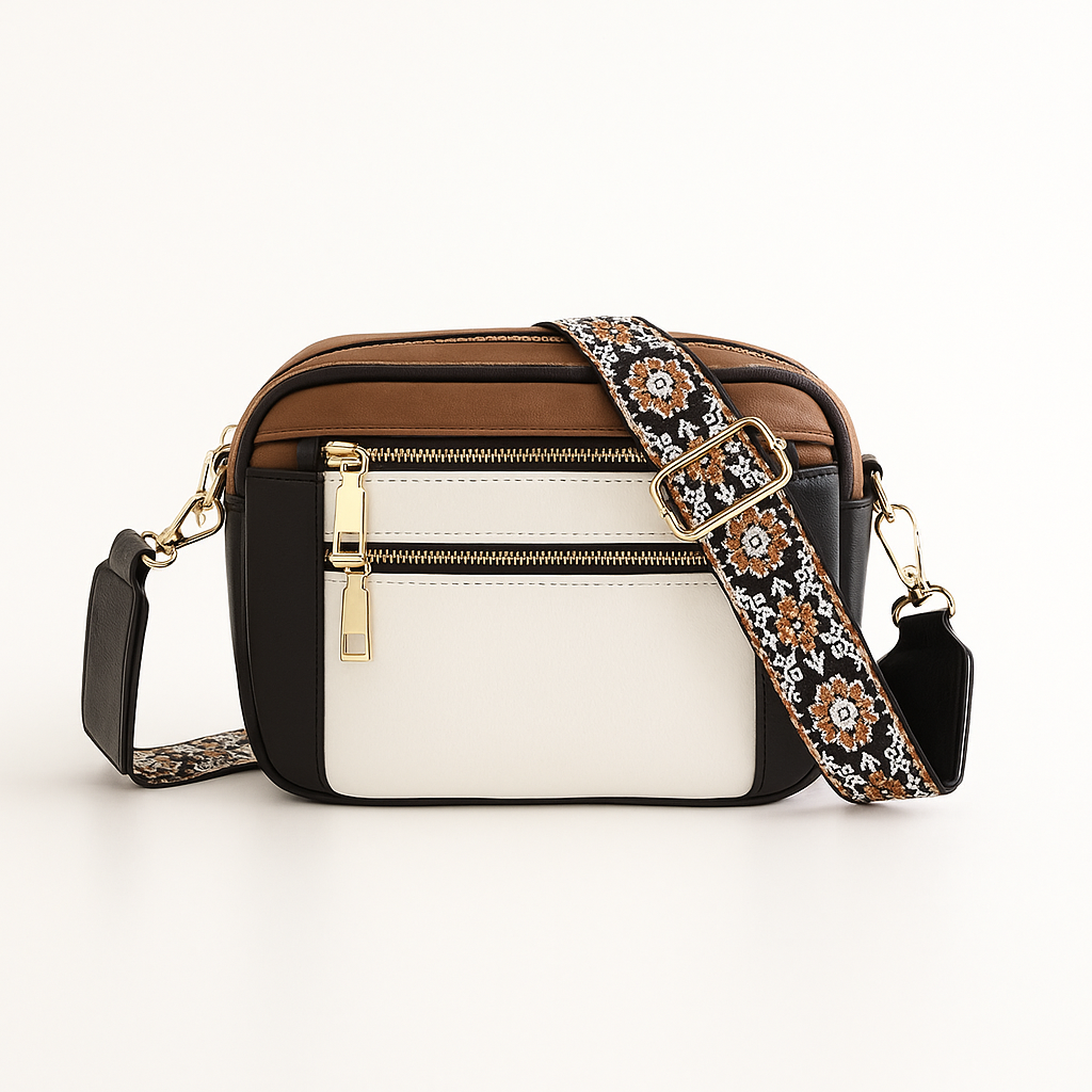 Victoria bohemian-inspired vegan leather shoulder bag by Lumina Wear, dark brown with stylish, handcrafted design.