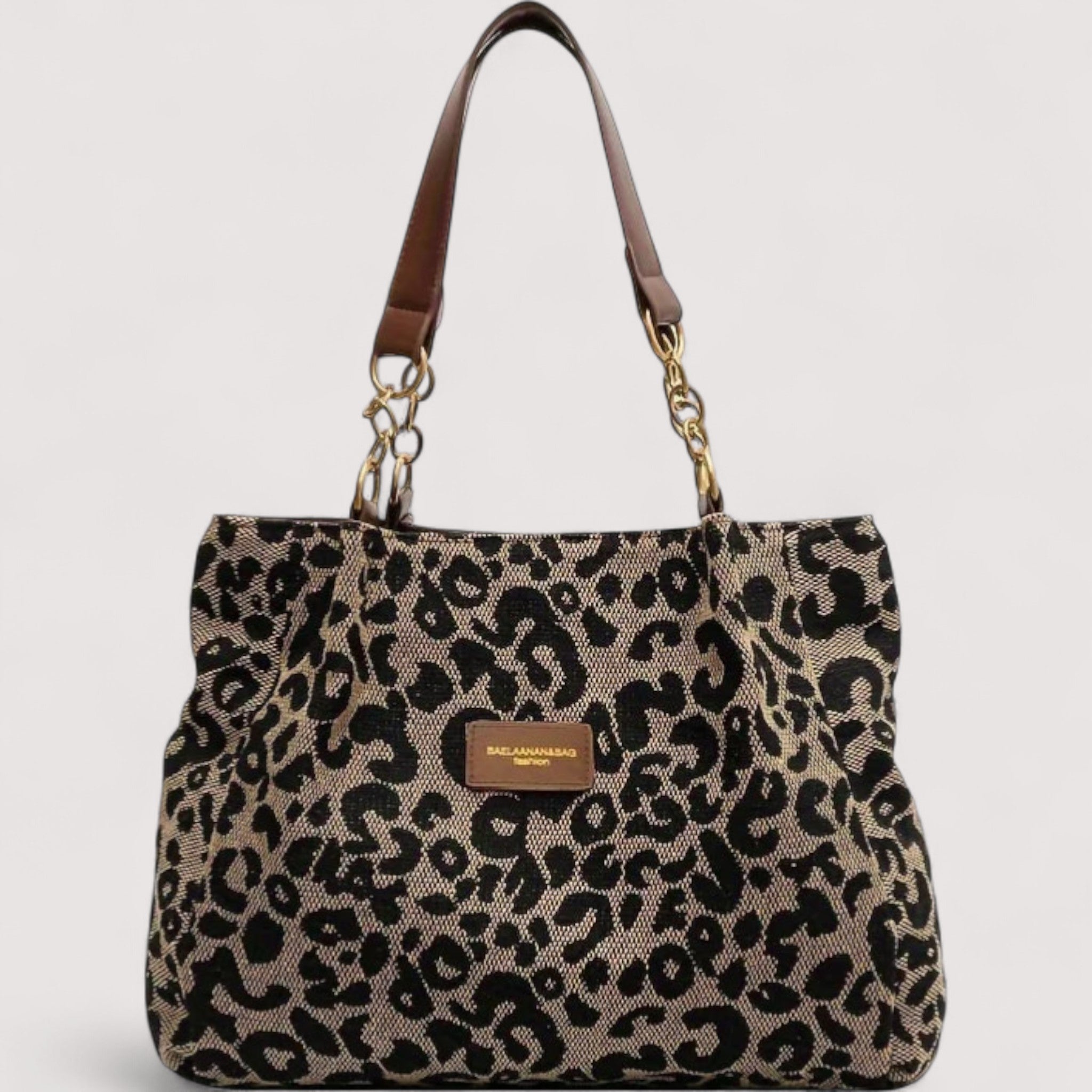 Victoria bold leopard print canvas shopping bag by Lumina Wear, featuring a spacious design and durable handles.