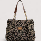 Victoria bold leopard print canvas shopping bag by Lumina Wear, featuring a spacious design and durable handles.
