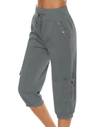 Victoria women's green Capri trousers by Lumina Wear with breathable fabric and elastic waist, perfect for casual wear.