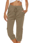 Breathable green Capri trousers with elastic waist from Lumina Wear, designed for comfort and casual style.